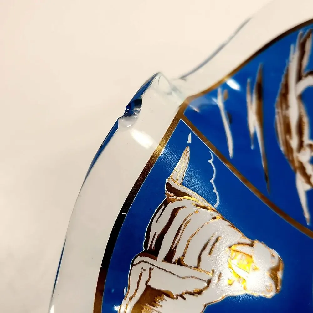 Vintage MCM Sea World Souvenir Blue Glass Decorative Bowl / Dish | 1976 Shamu